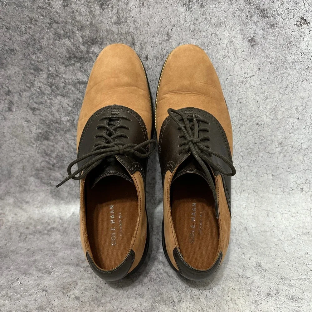 Cole Haan Original Grand Saddle Shoes Mens 11.5 Brown Two Tone Leather C24913